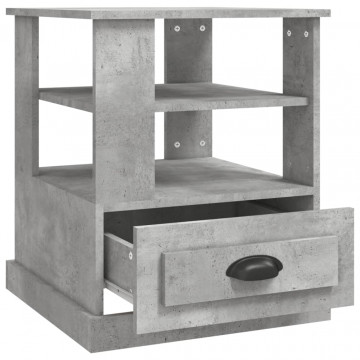 Masă laterală, gri beton, 50x50x60 cm, lemn prelucrat - Img 7