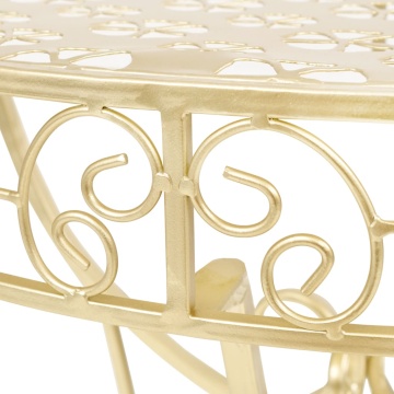 Masă laterală stil vintage semirotundă metal 72x36x74 cm auriu - Img 7