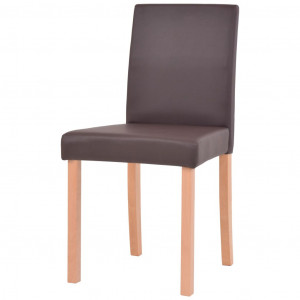 Masă și scaune 7 piese, piele artificială, stejar, maro - Img 5