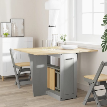 Masă tip fluture pliabilă „Corona”, gri, lemn masiv pin - Img 3