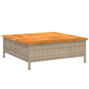 Mască suport umbrelă de soare, bej 70x70x25 cm poliratan/acacia - Img 2