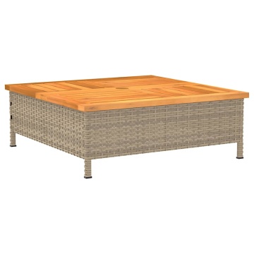 Mască suport umbrelă de soare, bej 70x70x25 cm poliratan/acacia - Img 6