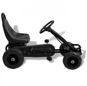 Mașinuță kart cu pedale și roți pneumatice, negru - Img 2