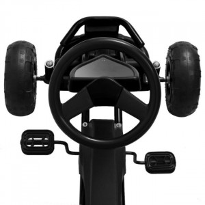 Mașinuță kart cu pedale și roți pneumatice, negru - Img 6