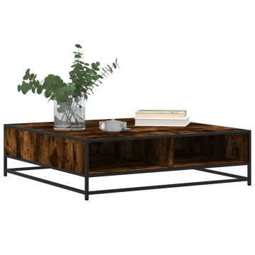 Măsuță cafea stejar fumuriu 100x100x30 cm lemn prelucrat/metal - Img 4