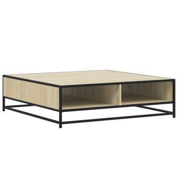 Măsuță cafea stejar sonoma 100x100x30 cm lemn prelucrat/metal - Img 2