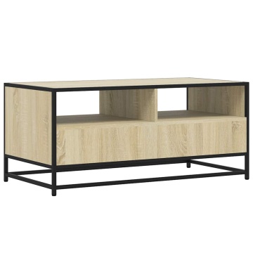 Măsuță cafea stejar sonoma 100x50x45 cm lemn prelucrat și metal - Img 6