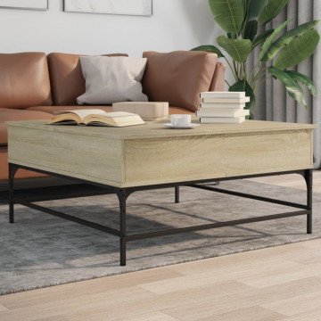 Măsuță cafea stejar sonoma 95x95x45 cm lemn prelucrat și metal - Img 3