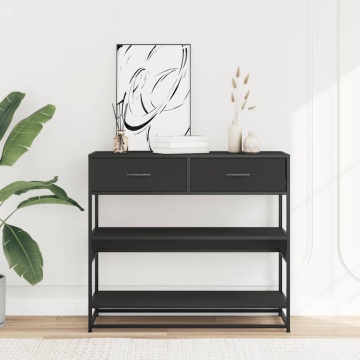Măsuță consolă, negru, 90x35x80 cm, lemn prelucrat - Img 3