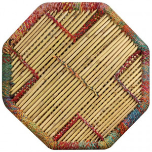 Măsuță de cafea, bambus, cu detalii chindi, multicolor - Img 8