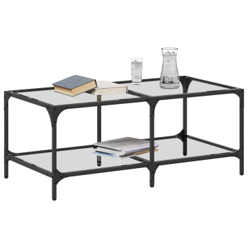 Măsuță de cafea cu blat sticlă transparentă 98,5x50x40 cm oțel - Img 3