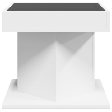 Măsuță de cafea cu LED, alb, 50x50x45 cm, lemn prelucrat - Img 6