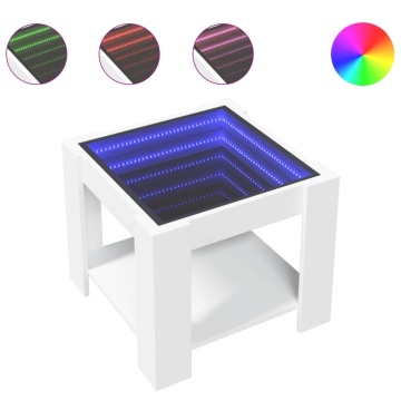 Măsuță de cafea cu LED, alb, 53x53x45 cm, lemn prelucrat - Img 2