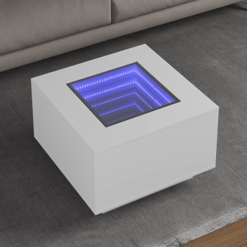 Măsuță de cafea cu LED, alb, 60x60x40 cm, lemn prelucrat - Img 1