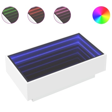 Măsuță de cafea cu LED, alb, 90x50x30 cm, lemn prelucrat - Img 2