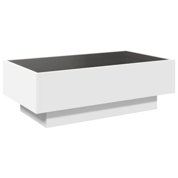 Măsuță de cafea cu LED, alb, 90x50x30 cm, lemn prelucrat - Img 7