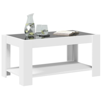 Măsuță de cafea cu LED, alb, 93x53x45 cm, lemn prelucrat - Img 8