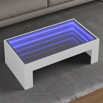 Măsuță de cafea cu LED infinity, alb, 90x50x30 cm - Img 1
