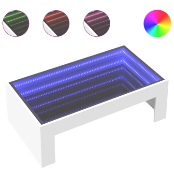 Măsuță de cafea cu LED infinity, alb, 90x50x30 cm - Img 2