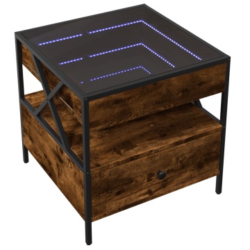 Măsuță de cafea cu LED infinity, stejar fumuriu, 50x50x51 cm - Img 3
