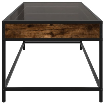 Măsuță de cafea cu LED infinity, stejar fumuriu, 90x50x41 cm - Img 6