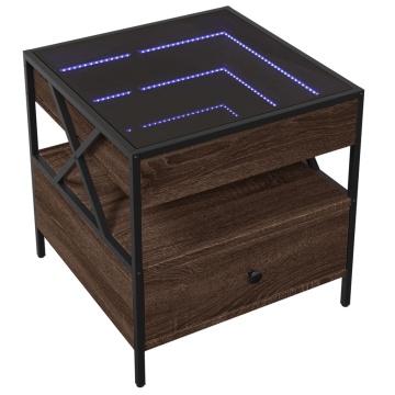 Măsuță de cafea cu LED infinity, stejar maro, 50x50x51 cm - Img 3