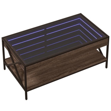 Măsuță de cafea cu LED infinity, stejar maro, 90x50x38 cm - Img 3