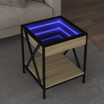 Măsuță de cafea cu LED infinity, stejar sonoma, 40x40x49 cm - Img 1