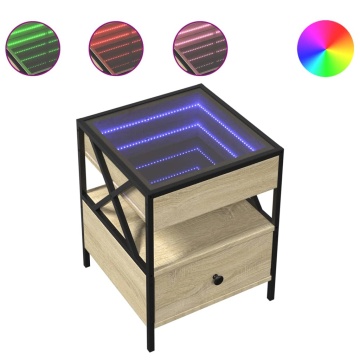Măsuță de cafea cu LED infinity, stejar sonoma, 40x40x51 cm - Img 2