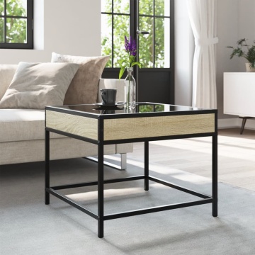 Măsuță de cafea cu LED infinity, stejar sonoma, 50x50x41 cm - Img 4