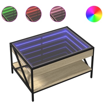 Măsuță de cafea cu LED infinity, stejar sonoma, 70x50x38 cm - Img 2