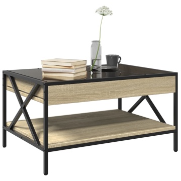 Măsuță de cafea cu LED infinity, stejar sonoma, 70x50x38 cm - Img 8