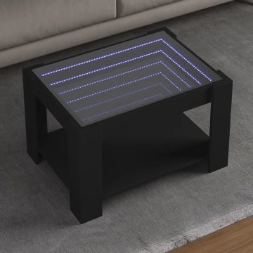 Măsuță de cafea cu LED, negru, 73x53x45 cm, lemn prelucrat - Img 1