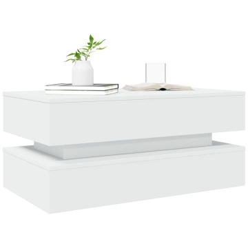 Măsuță de cafea cu lumini LED, alb, 90x50x40 cm - Img 5