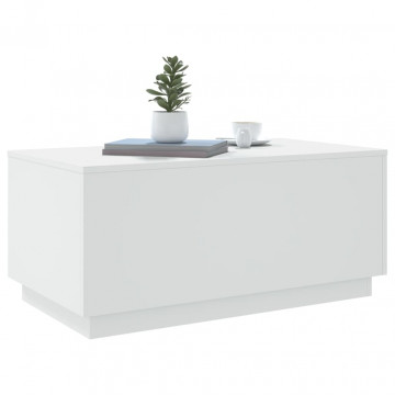 Măsuță de cafea cu lumini LED, alb, 90x50x40 cm - Img 5