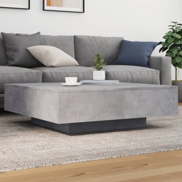 Măsuță de cafea cu lumini LED, gri beton, 100x100x31 cm - Img 1