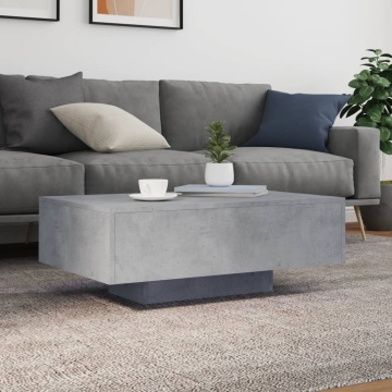 Măsuță de cafea cu lumini LED, gri beton, 85x55x31 cm - Img 4
