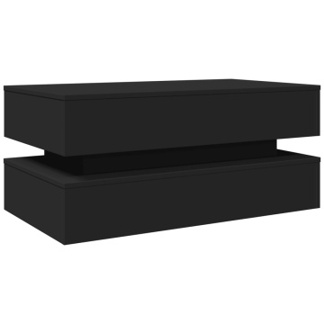 Măsuță de cafea cu lumini LED, negru, 90x50x40 cm - Img 3