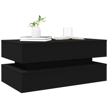 Măsuță de cafea cu lumini LED, negru, 90x50x40 cm - Img 5