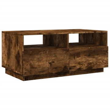 Măsuță de cafea cu lumini LED, stejar fumuriu, 90x49x40 cm - Img 3
