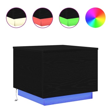 Masuta de cafea cu lumini LED Stejar negru 50x50x40 cm - Img 3