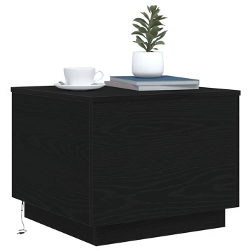 Masuta de cafea cu lumini LED Stejar negru 50x50x40 cm - Img 8