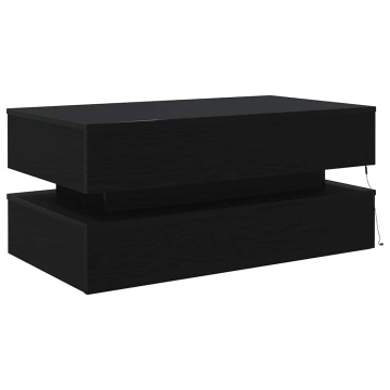 Masuta de cafea cu lumini LED Stejar negru 90x50x40 cm - Img 7