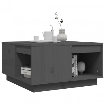 Măsuță de cafea, gri, 60x61x32,5 cm, lemn masiv de pin - Img 4