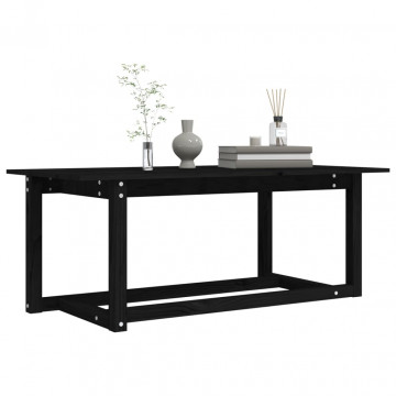 Măsuță de cafea, negru, 110x55x45 cm, lemn masiv de pin - Img 5