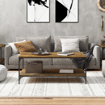 Măsuță de cafea, stejar fumuriu, 100x50x40 cm, lemn prelucrat - Img 3
