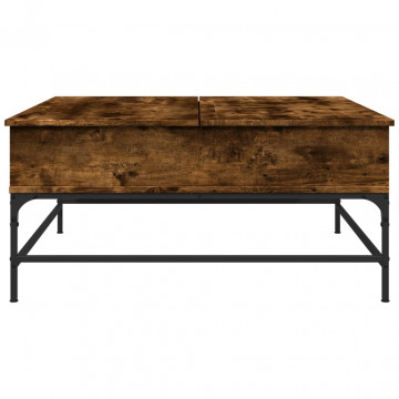 Măsuță de cafea stejar fumuriu 95x95x45 cm lemn prelucrat/metal - Img 7