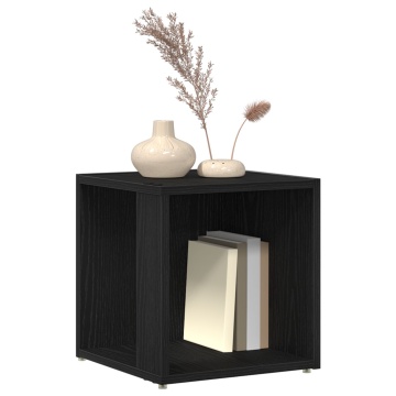 Măsuță Side Negru Stejar 33x33x34,5 cm Lemn stratificat - Img 3