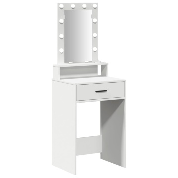 Mesa de toaletă cu lumini LED Alb 50x41x140 cm - Img 2