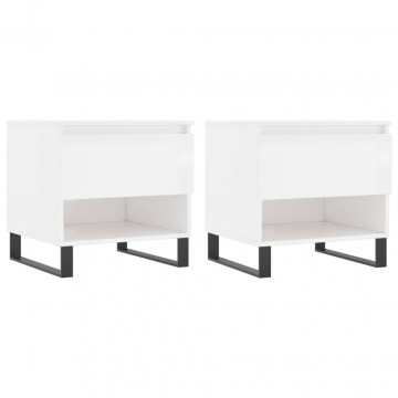Mese de cafea 2 buc. alb extralucios 50x46x50 cm lemn compozit - Img 2